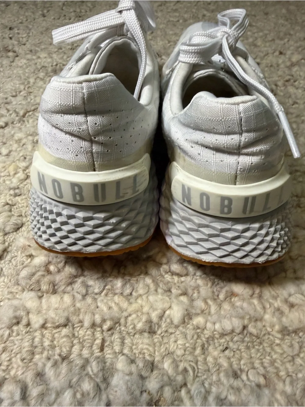 NOBULL White Camo Women's Athletic Sneakers with Gum Toe Accent